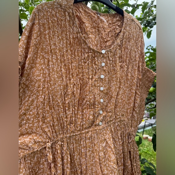 FREE PEOPLE One Fine Day Mini Dress, Milk Chocolate Combo Floral - Sz L - Picture 6 of 16